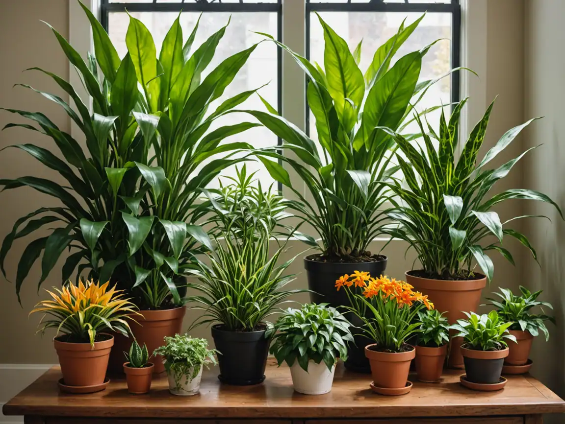 Indoor potted plants for home decor and gardening.