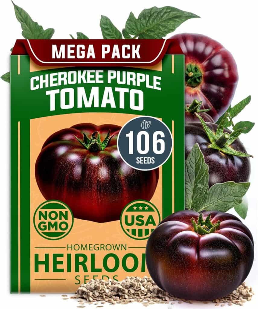 HOME GROWN Cherokee Purple Tomato Seeds 106+ Heirloom Non GMO Seeds for Planting, High Germination